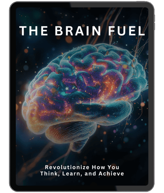 Neuro Energizer Brain Fuel guide digital bonus showing brain illustration for focus learning and mental performance
